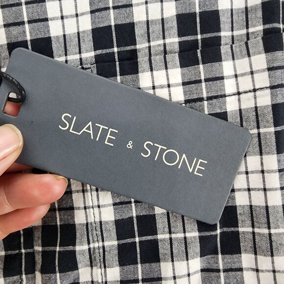 Slate & Stone Shirt Mens Medium Black Plaid Long Sleeve Button Up *NWT* - Picture 2 of 11